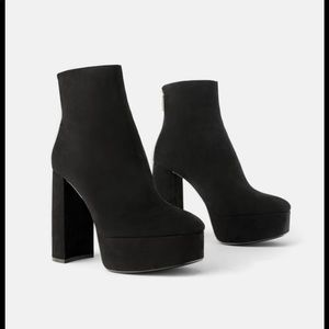 Zara suede platform ankle boots